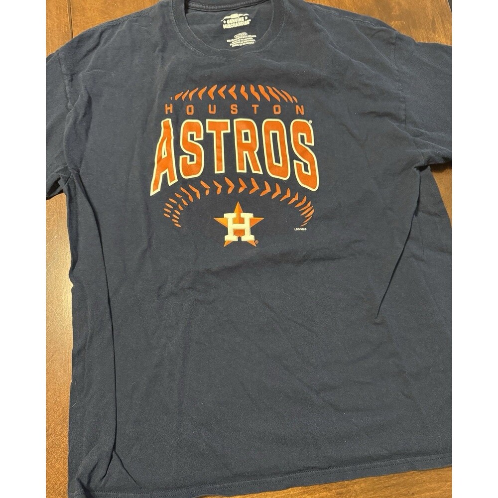 ASTROS BASEBALL T-SHIRT GENUINE MERCHANDISE NAVY BLUE SHORT SLEEVES XL